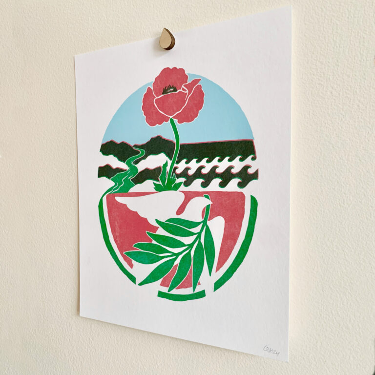 Peace for Palestine from the river to the sea | 8x10" giclee print detail